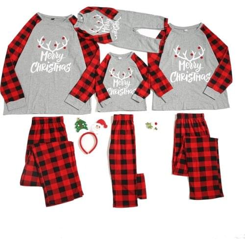 Family Christmas Matching Pajamas Set 2021 Xmas Adult Kids Pyjamas Nightwear Baby Romper Merry Christmas Family Matching Outfits