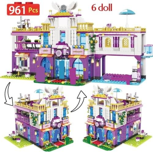 New 961pcs Private Luxury Villa Building Blocks Compatible Friends Castle Bricks Girls Princess House Toys For Girl