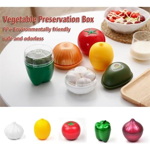 Creative Kitchen Vegetable Fruits Green Pepper Crisper Food Containers Lemon Tomatoes Onion Shaped Plastic Fresh Storage Box