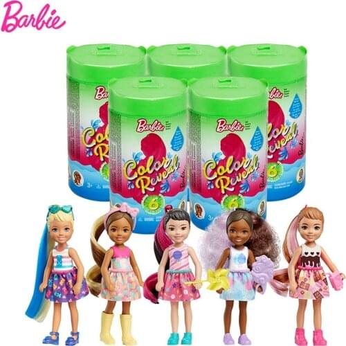 Barbie Color Reveal Little Kelly Chelsea Doll Temperature Sensing Discoloration 6 Kinds Surprises Blind Box Toy Child Gift GPD41