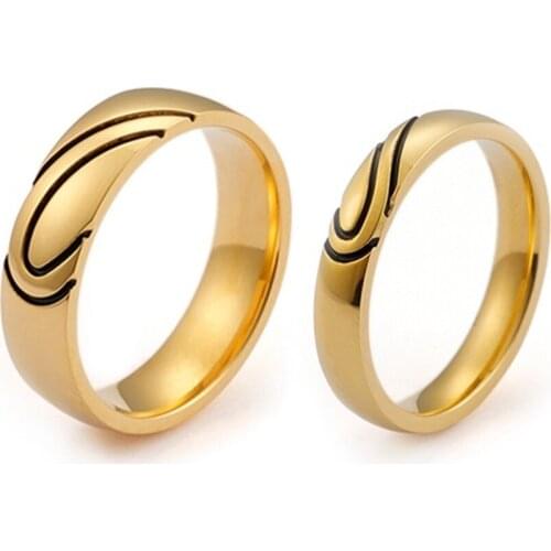 Best Engagement Ring Gold Stainless Steel Heart Ring Couple Lover Wedding Rings Men Women Jewelry Birthday Gift