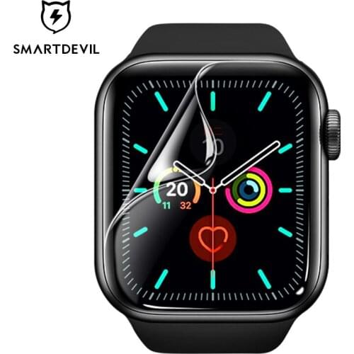 SmartDevil Full Glue Soft Film For iWatch SE 6 5 4 44mm 40mm For Apple Watch 3 2 1 42mm 38mm Screen Protector HD Quantum Film
