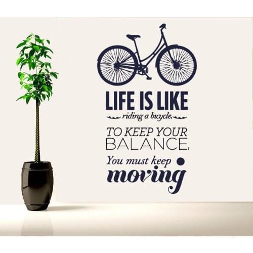 Wall Decal Vinyl Sticker Removable Life is like Bicycle Quote Words Wall Decal Home Decoration Art Mural Decor Poster AY494