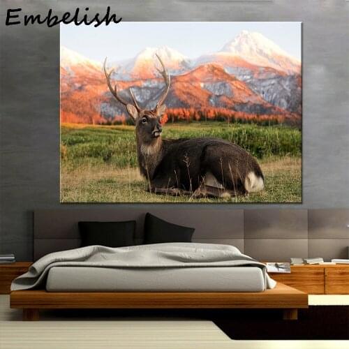 Canvas Pictures Wall Art HD Prints 1 Piece/Pcs Reindeer On The Snow Mountain Paintings Animal Deer Posters Home Decor