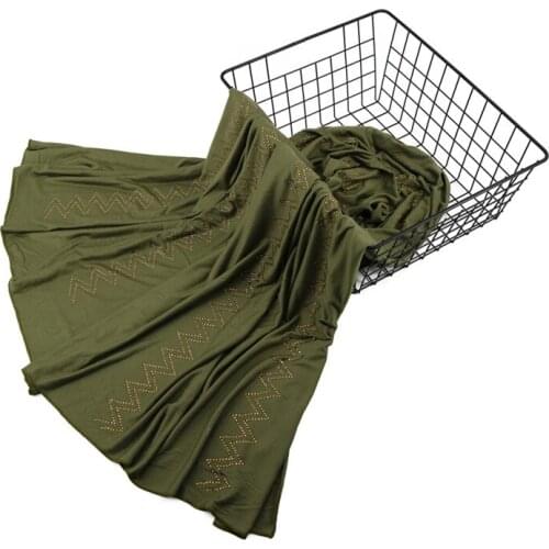 Latest scarf fashion pleated Crystal stone flower pattern cotton scarf hijab