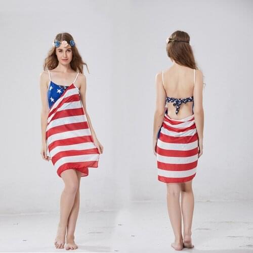 2020 New America Flag Bikinis Skirt Women Summer Beach Biquini Wraps Sun Proof Shawl Workout Shawls Female