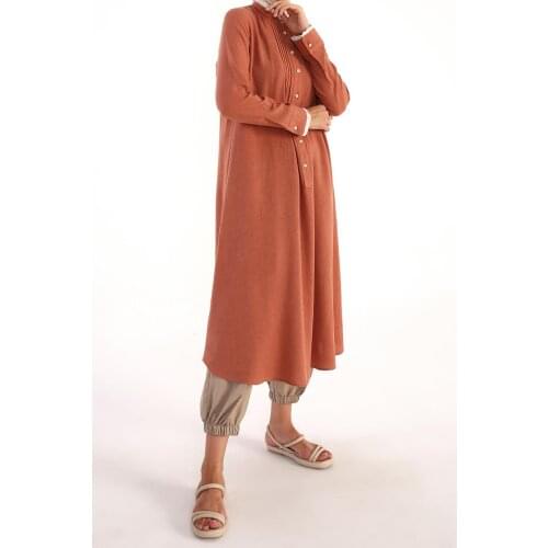 Pleated Long Linen Tunic