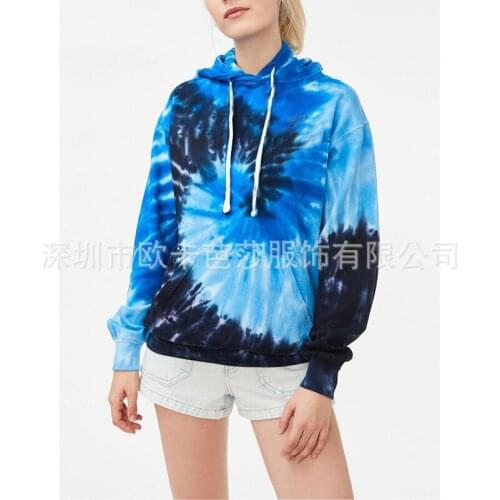 Casual Long Sleeve Plus Size Hoodies Fashion Tie Dye Woman Sweatshirt Spring Autumn Hooded Hoody
