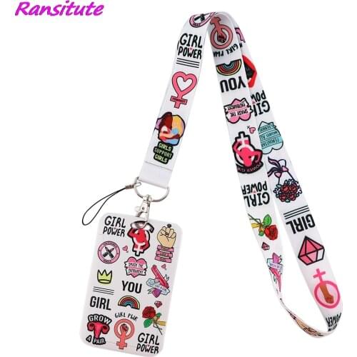 Ransitute R1813 Feminism White Neck Strap Lanyard For Keys ID Card Gym Mobile Phone Straps USB Badge Holder DIY Hang Rope