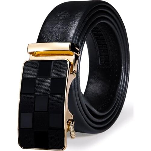 Mens Leather Belts Black Gold Automatic Buckle High Quality Luxury Bussines Fashion Male Belt Without Holes Waistband For Jeans