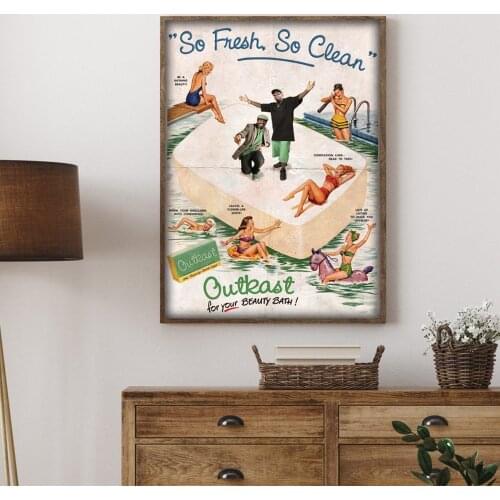 Retro So Fresh So Clean Print Vintage Style Poster Music Wall Art Canvas Painting Funny Wall Pictures For Living Room Home Decor