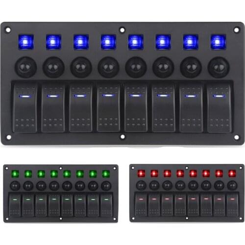 Marine Boat 8 Gang Toggle Switch Panel With Circuit Breaker Overload Protection LED Waterproof ON/OFF Switch For Car All Vehicle