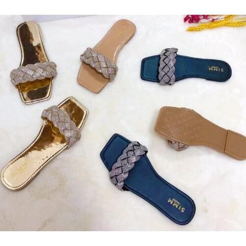 MHYONS 2021 New 2021 summer women new home slippers sponge diamond woven slippers sandals outdoor wild fashion beach flip flop