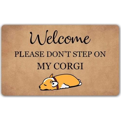 Funny Doormat Welcome Please Don't Step On My Corgi Entrance Mat Floor Rug Indoor/Outdoor/Front Door Mats Home Decor Machine Was