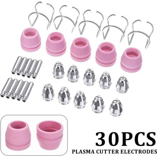 30pcs/set Plasma Cutter Cutting Nozzles Electrode Tip Torch Consumable Kits Fit For AG-60 SG-55 WSD-60 Plasma Torch