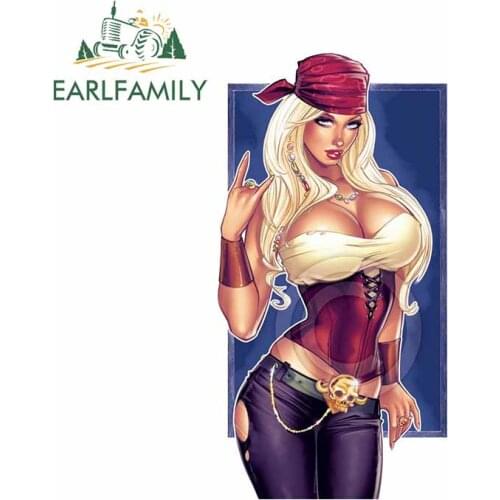 EARLFAMILY 13cm x 6.9cm for Wild Pirate Girl Personality Windows Car Sticker Laptop Decal Air Conditioner Anime Car Assessoires