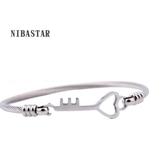 Unique Stainless steel Key Open Bracelets & Bangles For Women Party Jewelry