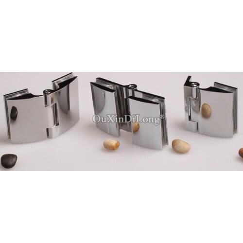 High Quality 2PCS Solid Brass Frameless Shower Glass Door Hinges Inside-opening / Out-opening Door Hinges Chrome Finished