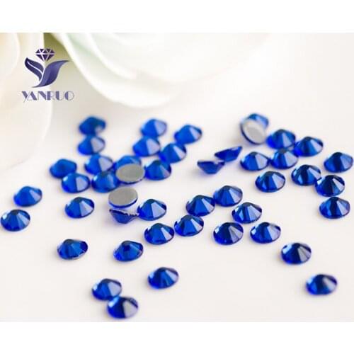 YANRUO 2058HF SS16 1440PC Sapphire Strass HotfIx Crystal Flatback Stones Glass Crystal Iron On Strass For Rhinestones