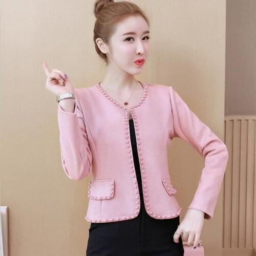 Large Size Beaded Coat Women New 2021 Jacket Women Coats Short Slim Womens Jackets And Coats Black Female Outerwear White