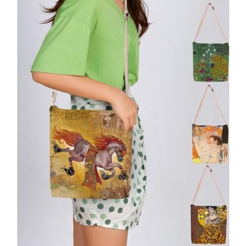 Customized Golden Tears Painting By Gustav Klimt Women Fashion Shoulder Bags Tote Bag with Pockets Zippers Crossbody Bag