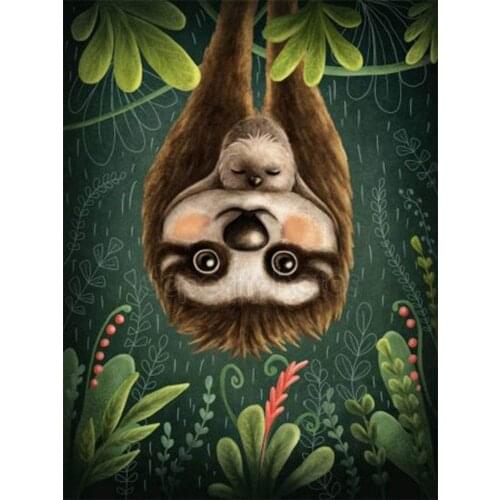 Animal Sloth DIY 11CT Embroidery Cross Stitch Kits Needlework Craft Set Printed Canvas Cotton Thread Home Decoration Sale