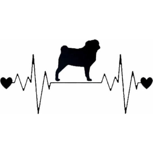 20.3cm*7.8cm Pug Heartbeat Lifeline Window Bumper Car Sticker Decal PVC Dog Bulldog