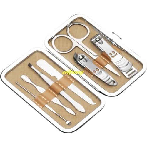 240sets/lot Newest 7pcs/set Nail Clipper Kit Pedicure Scissor Tweezer Knife pick Utility Manicure Tools Smile Nail cutter