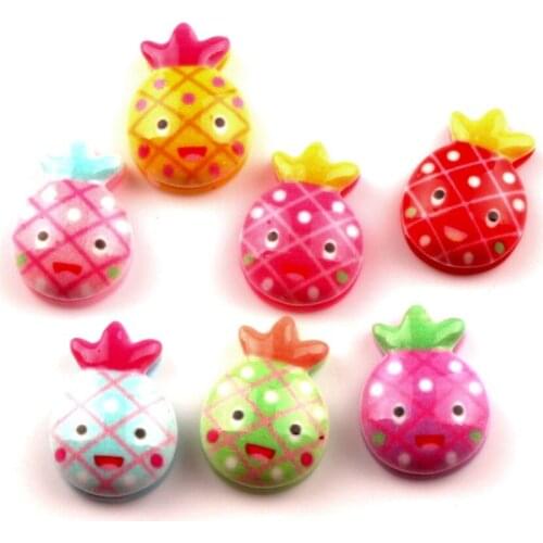 50Pcs Mixed Resin Pineapple Decoration Crafts Beads Flatback Cabochon Scrapbooking For Embellishments Kawaii Diy Accessories