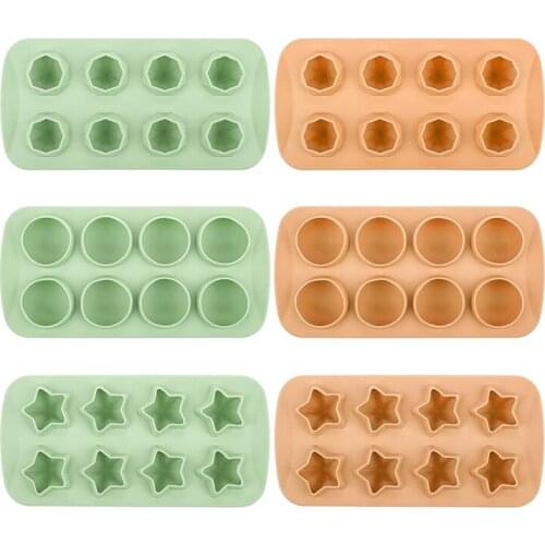 6 Pack 8 Cavity Ice Square Trays,Reusable Silicone Combo Molds For Chocolate,Candy,Crayon,Whiskey,Cocktails(Three Shape)-ABUX