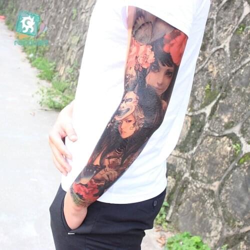 AC-Coolest Full Arm Extra Temporary Tattoos Large Arm Leg Body Art Tattoo Stickers Full Arm Sleeve Fake Taty Women 15.8x48cm