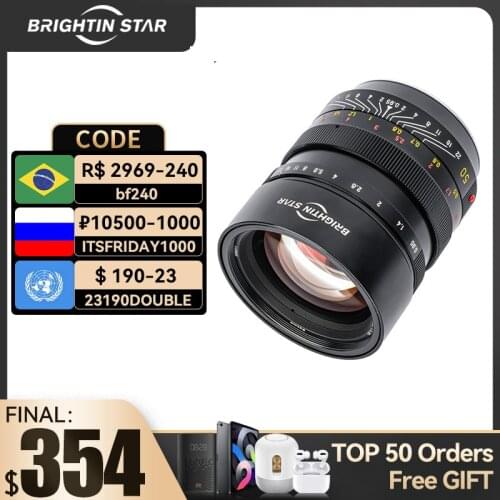 Brightin Star 50mm F0.95 Full Frame Large Aperture Mirrorless Camera Portrait Lens For Canon Sony Fujifilm M4/3 Nikon yongnuo