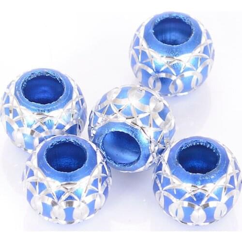 Beads,Loose beads 12mm Round Aluminium Beads,Blue Beads With Carving,Sold of 200pcs