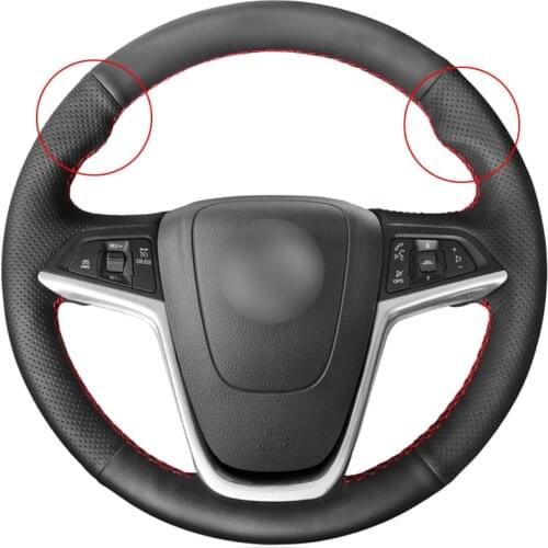 Black Faux Leather Car Steering Wheel Cover for Opel Mokka Cascada 2012-2019 Insignia 2008-2013 Astra (J) Meriva (B) 2010-2017