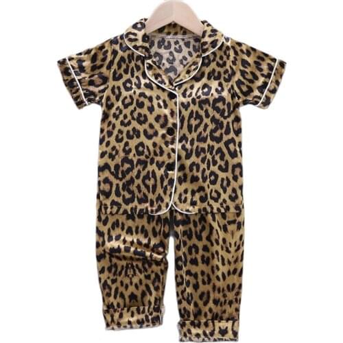 Kids Spring Summer Pajamas Ice Silk Suit Fashion Dot Childrens Clothing Boys And Girls Air Conditioning Thin Pajamas 2PCS Set