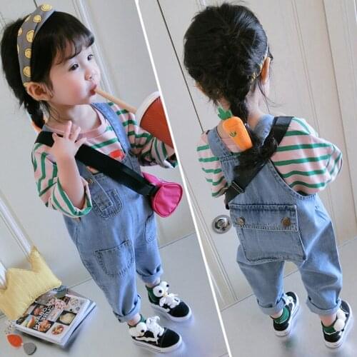 Baby bibs spring and autumn 2020 new boys and girls jeans child casual trousers tide