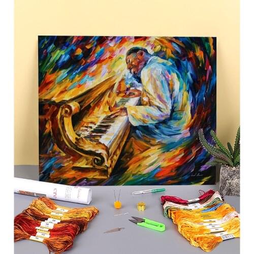 Erroll Garner Jazz Pre-Printed 11CT Cross-Stitch Embroidery Patterns DMC Threads Handicraft Handmade Needlework Hobby Magic