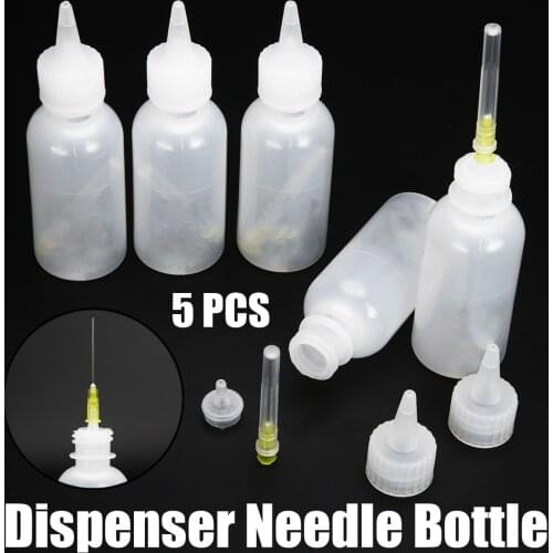 5pcs/set Transparent Rosin Bottle 50ML Solder Flux Alcohol Bottle For Rosin Paste Stainless Steel Needle