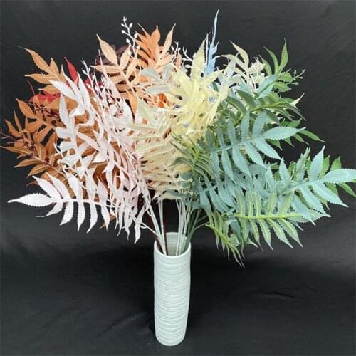 7Pcs Fake Long Stem Tsubaki Leaf (3 stems/piece) 33.86" Length Simulation Toona Sinensis for Wedding Home Artificial Plants