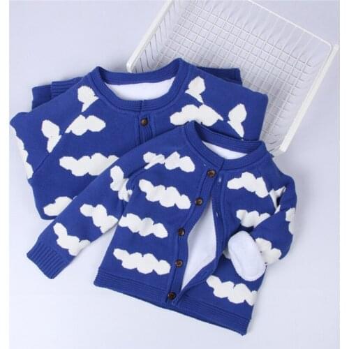 2021 Girl Winter Cardigan New Clould Boys Sweater Fashion Kids Cardigan Thick Warm Baby Girl Sweater Winter Children Coat