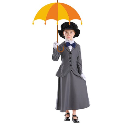 Umorden Girls English Magic Nanny Costume Kids Child Outfit Mary Poppins Cosplay Fantasia Halloween Mardi Gras Dress Up