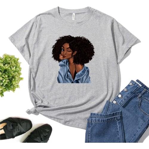 Cool Melanin Black Girl Print Female T-shirt Harajuku T-shirts for Women Summer Hip Hop T Shirt Tee Shirt Femme Vogue Top