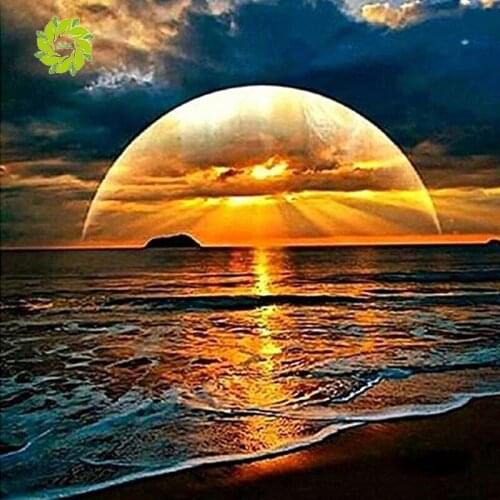 SNA Full Square Diamond Painting 5D Moon Diamond Art Embroidery landspace Mosaic Handmade New Arrival Home Decoration