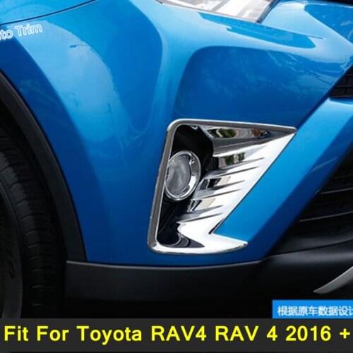 Lapetus Car Styling Chrome Front Head Fog Foglight Light Lamp Decoration Cover Trim Fit For Toyota RAV4 RAV 4 2016 2017 2018 ABS