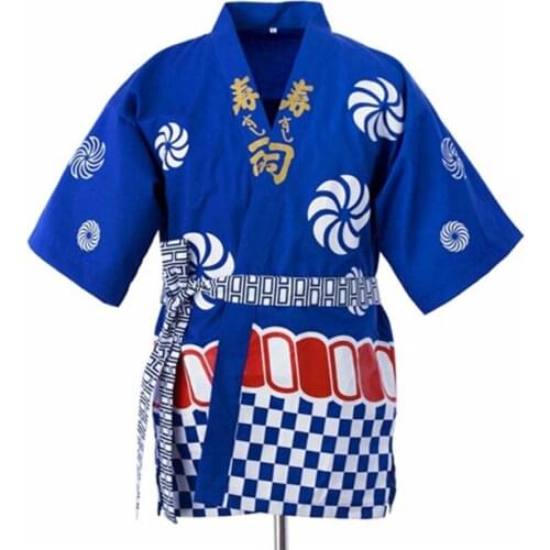 2019 summer unisex japanese food service clothing sushi chef costume work uniform japanese kimono Kitchen Jacket