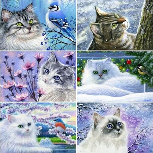 Cute Cat And Bird Diamond Painting Home Decoration Animal 5d Diy Square Round Diamond Embroidery Mosaic Cross Stitch