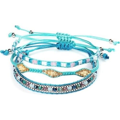 Fashion New 3PCs Combination Mosaicagate Bohemian Multi-Wind Suit Braided Bracelet Suit