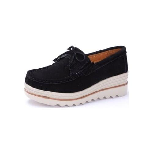 New Design Spring Autumn Women Moccasins Flats Lady Loafers Slip-on Platform Suede leather Tassel Sweet Shoes