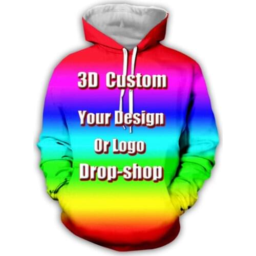 DIY Custom Full printing 3D Hoodies Create Design Photo hoodies Sweatshirt zip hoodies women for men
