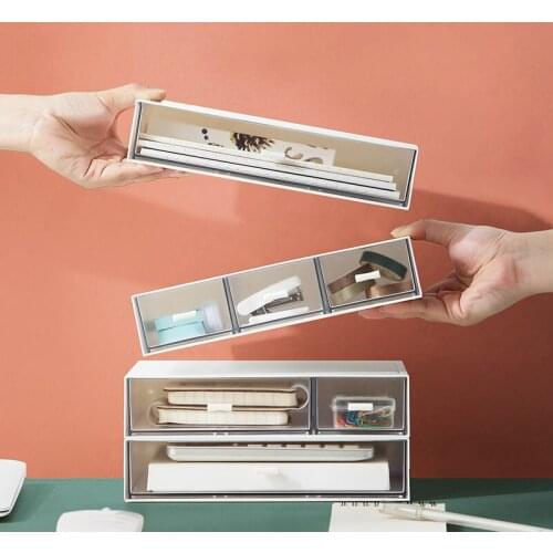 Large Capacity Drawer Type Desktop Storage Box Makeup Storage Desktop Organizer Stand Case School Office Stationery Pen Holder